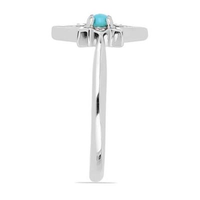 BUY NATURAL BLUE TURQUOISE GEMSTONE CLASSIC RING IN 925 SILVER